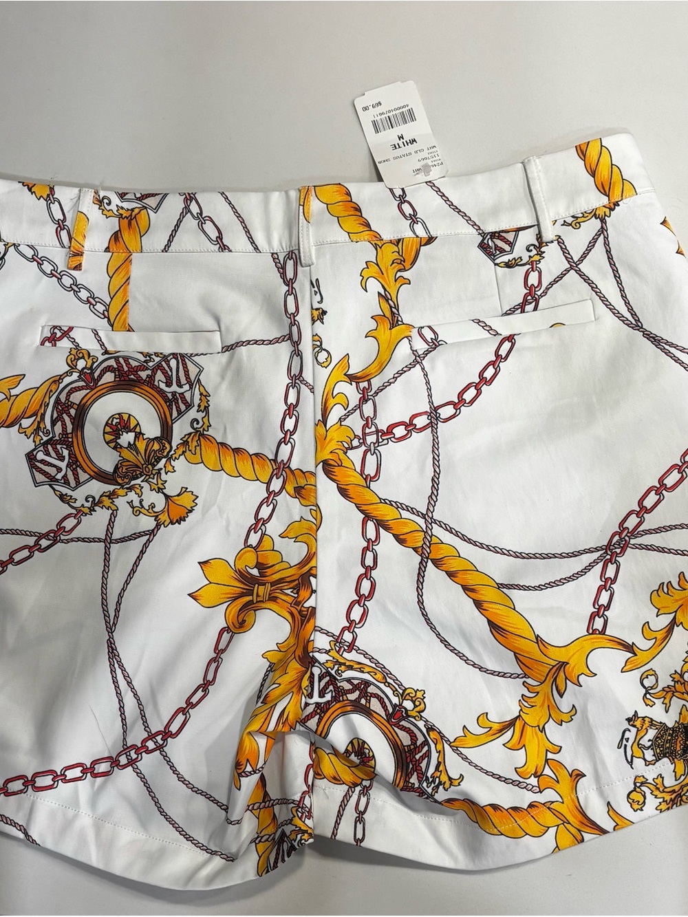 NWT- Designer look- boutique dress shorts white&gold